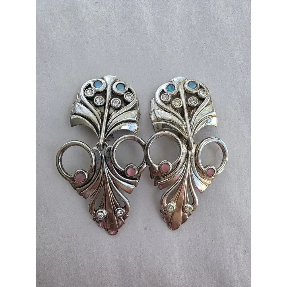 Vintage Signed Abbey Road Earrings - Silver Clip On‎ 3.5